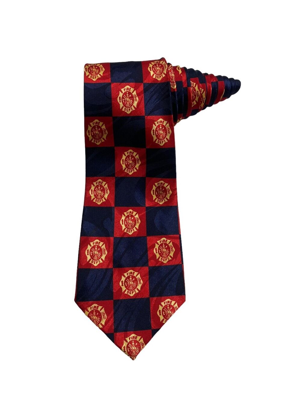 Fratello Fire Department Logo Ladder Hydrant Helmet Vintage Novelty Necktie